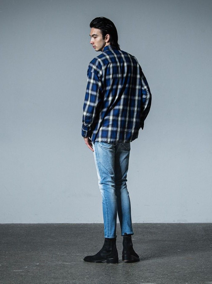 OVER GOWN CHECK SHIRTS  / チェックシャツ / ブルー