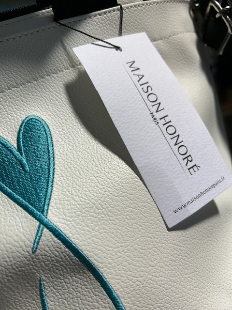 Tiphanie Shoulder バック ホワイト×ブルー メゾンオノレ パリMAISON HONORE PARIS