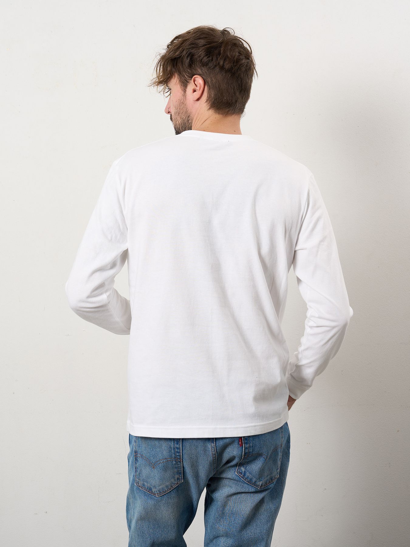 【予約品 10月16日(木) 締切】5.6ozコットン天竺 ドリップスター&クロスパッチ LSシャツ / ホワイト