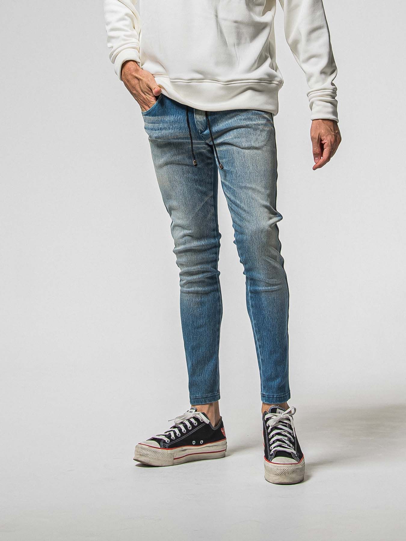 【予約品 8月31日(日) 締切】EX DENIM JERSEY BLINDLINE PT / EXデニムジャージ ブラインドラインパンツ / ライトインディゴ