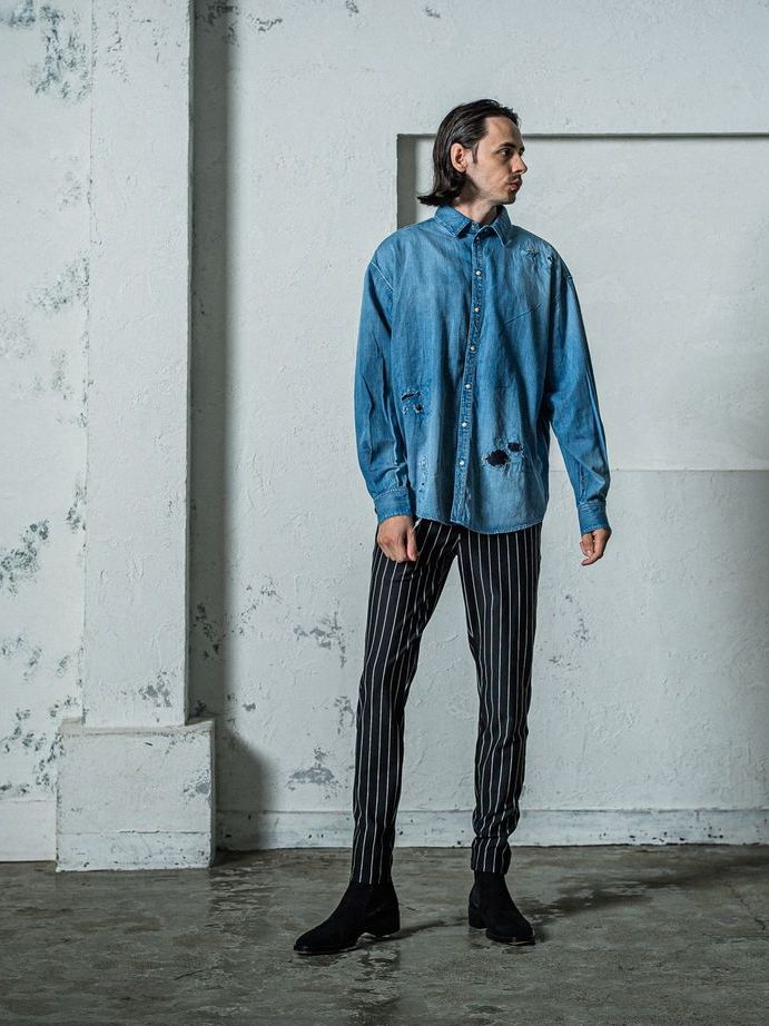 《》 denim jack shirts / デニムシャツ / インディゴクラッシュ
