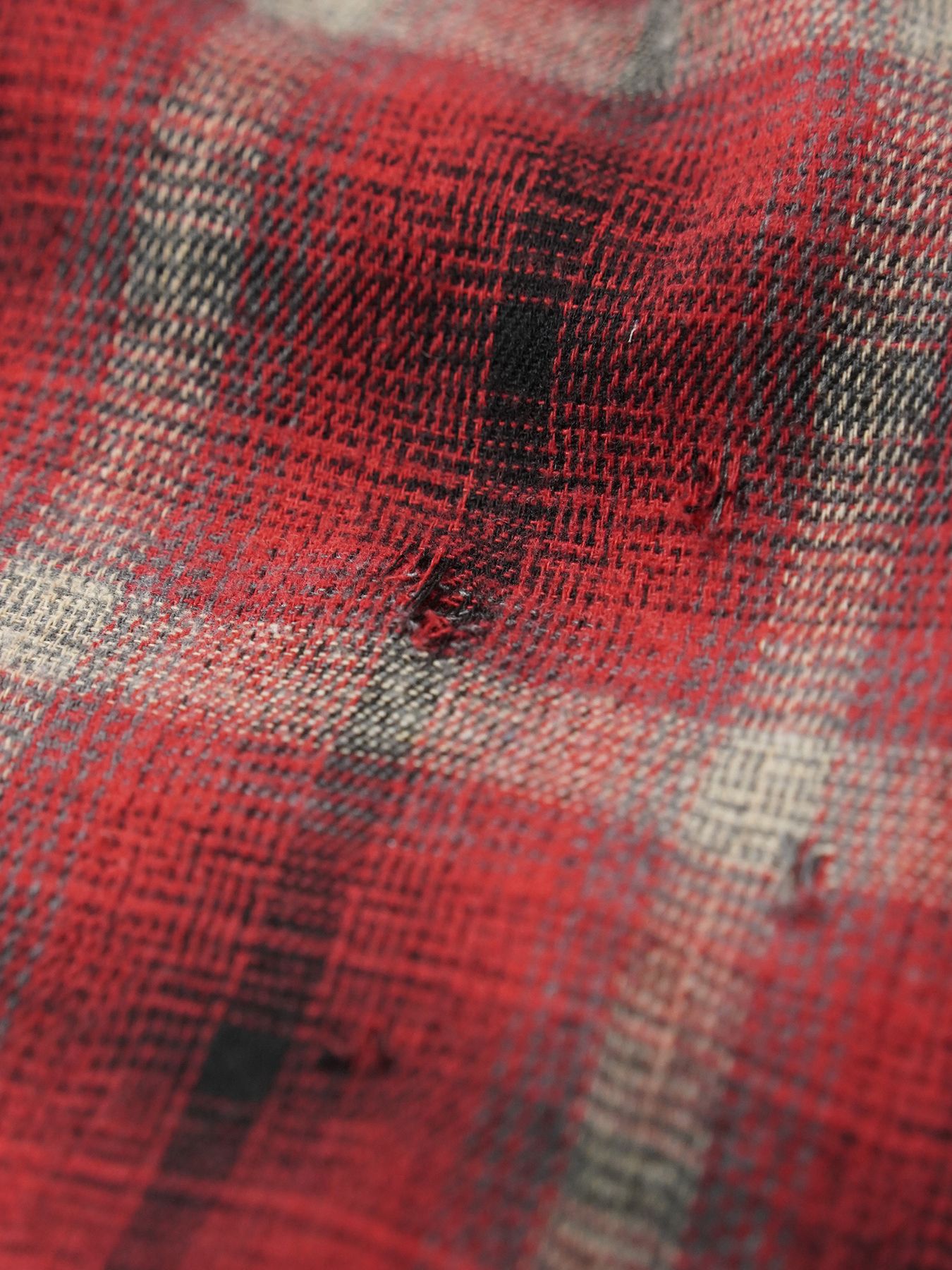 【予約品 5月27日(水) 締切】DOUBLE-SHIRTS damage / ダメージ加工 レイヤードシャツ / レッド系