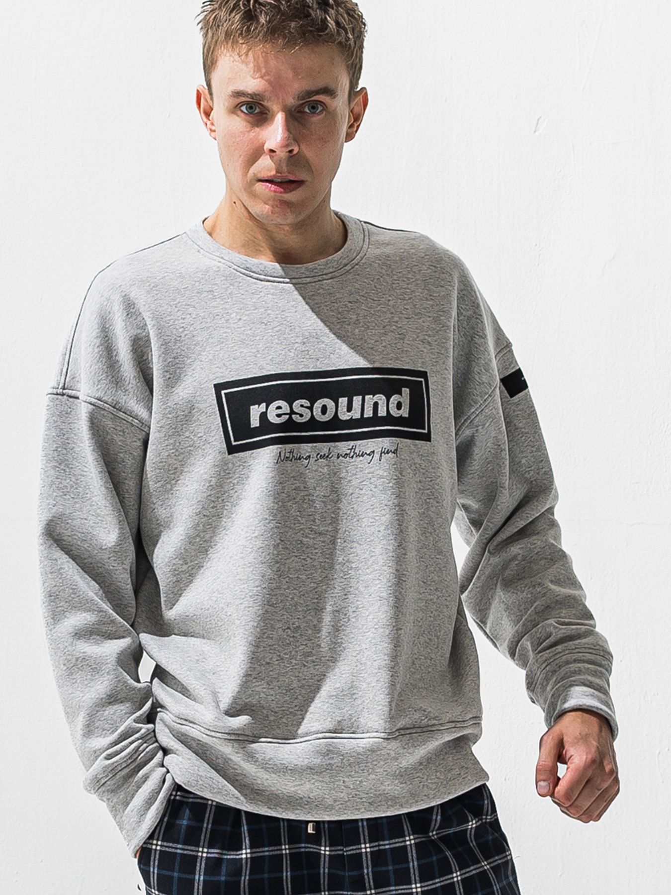 【予約品 9月6日(日) 締切】BOX VELOURS FLEECE DROP TRAINER / ボックスロゴ 裏起毛 ルーズトレーナー / グレー
