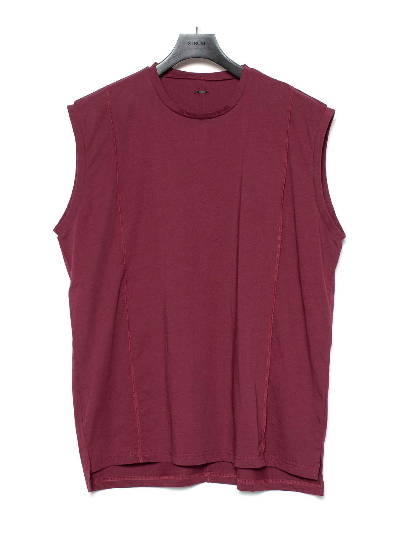 【予約品 9月27日(日) 締切】オーガニックコットン 強撚 天竺 ノースリーブ ワイド Tシャツ / WINE