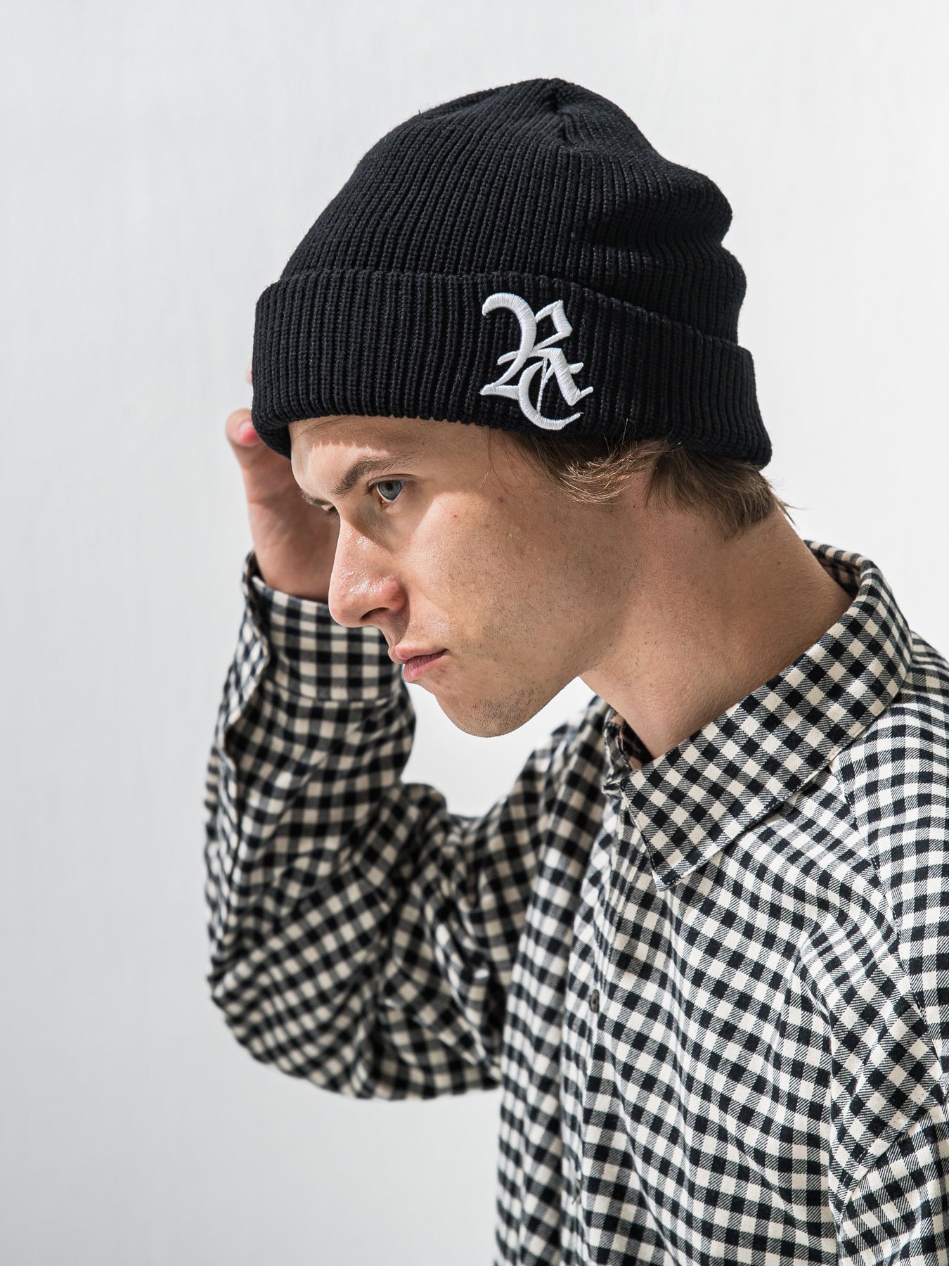 【予約品 9月6日(日) 締切】COTTON KNIT CAP / コットン ニットキャップ / ブラック×ホワイト