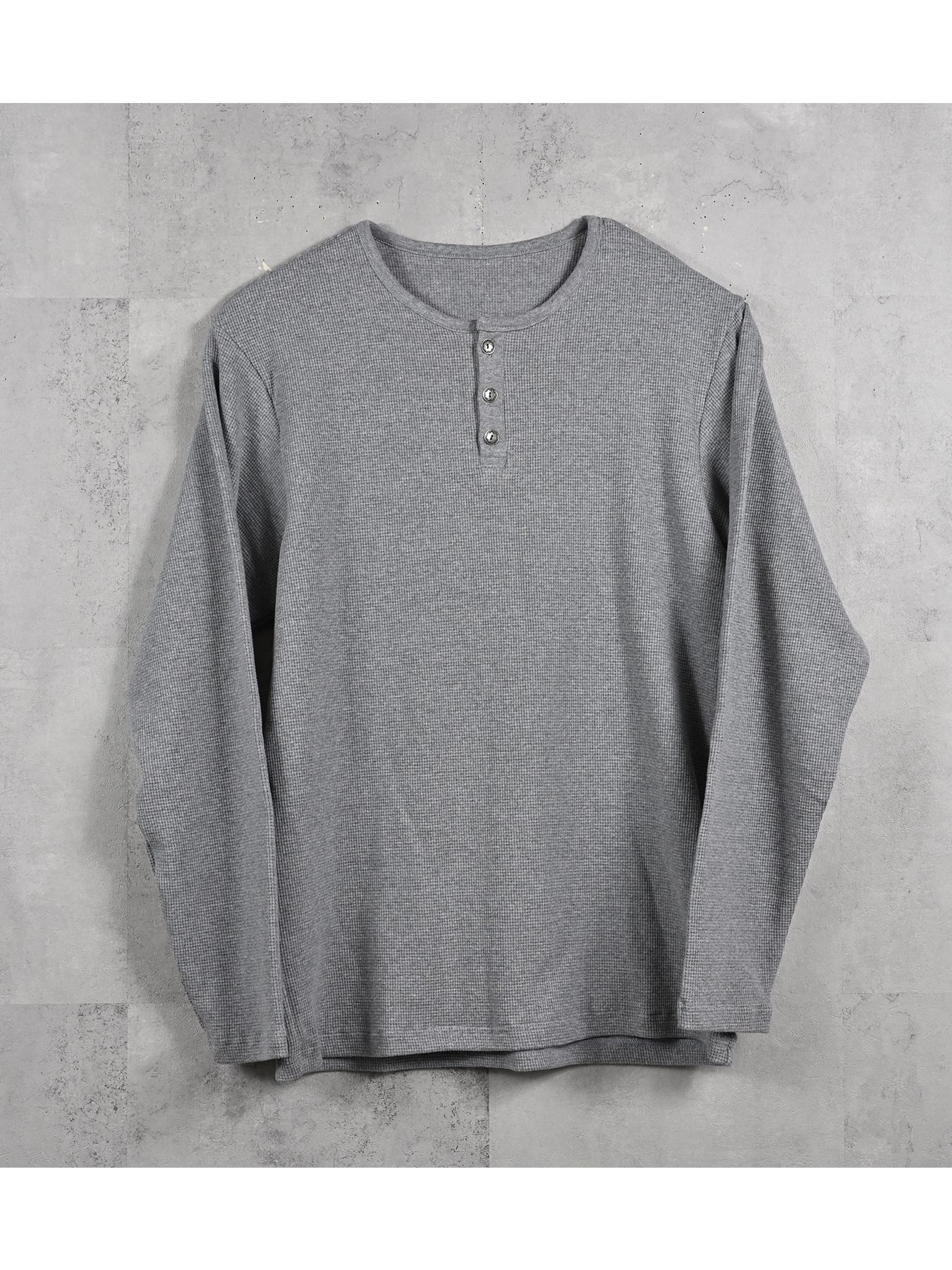 【予約品 11月16日(日) 締切】WAFFLE HENRY / ワッフルサーマル ヘンリーネック / グレー