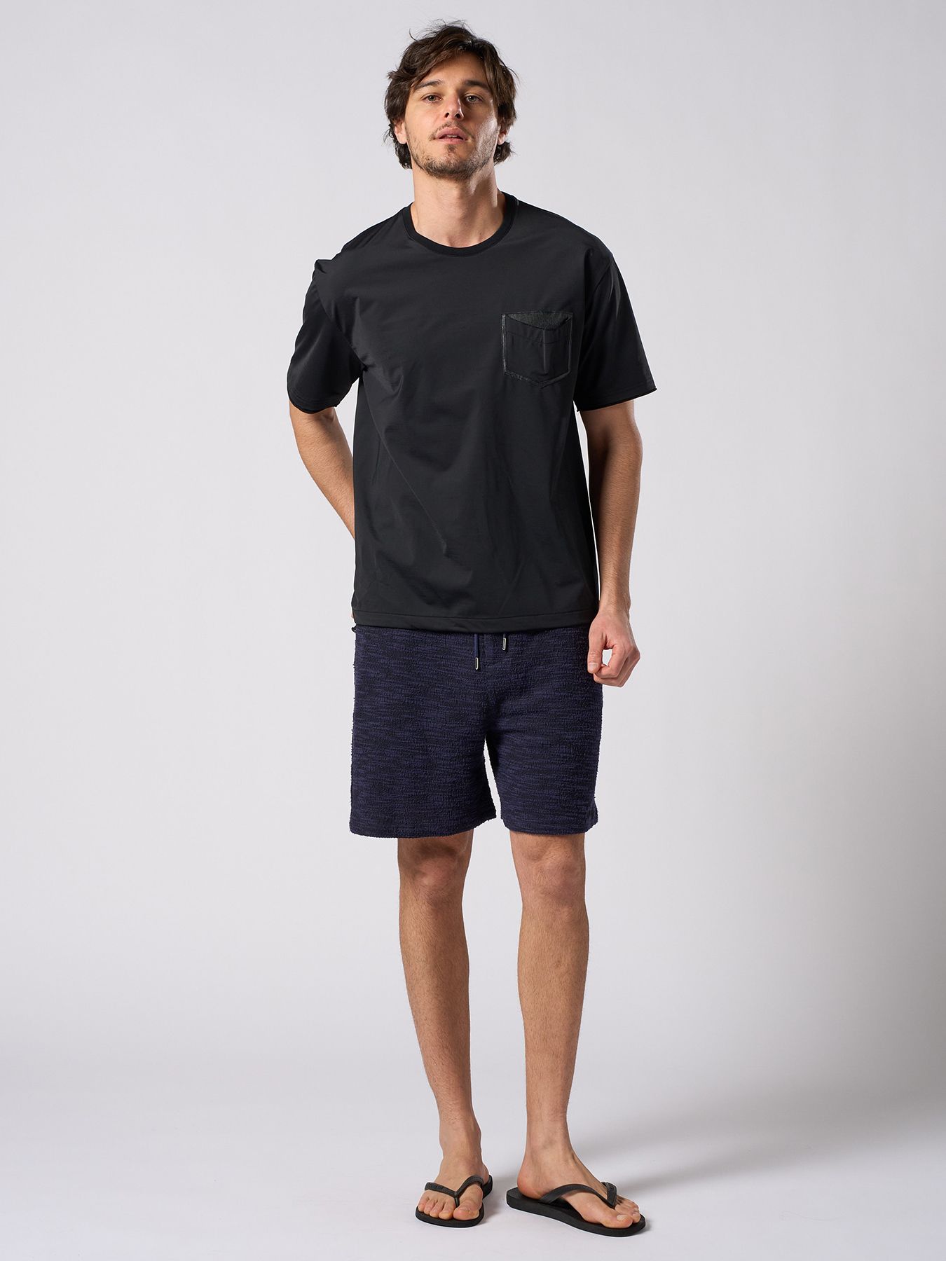 【予約品 1月25日(日) 締切】muta × wjk collection：knit jacquard relax shorts / ニットジャガード リラックスショーツ / ネイビー