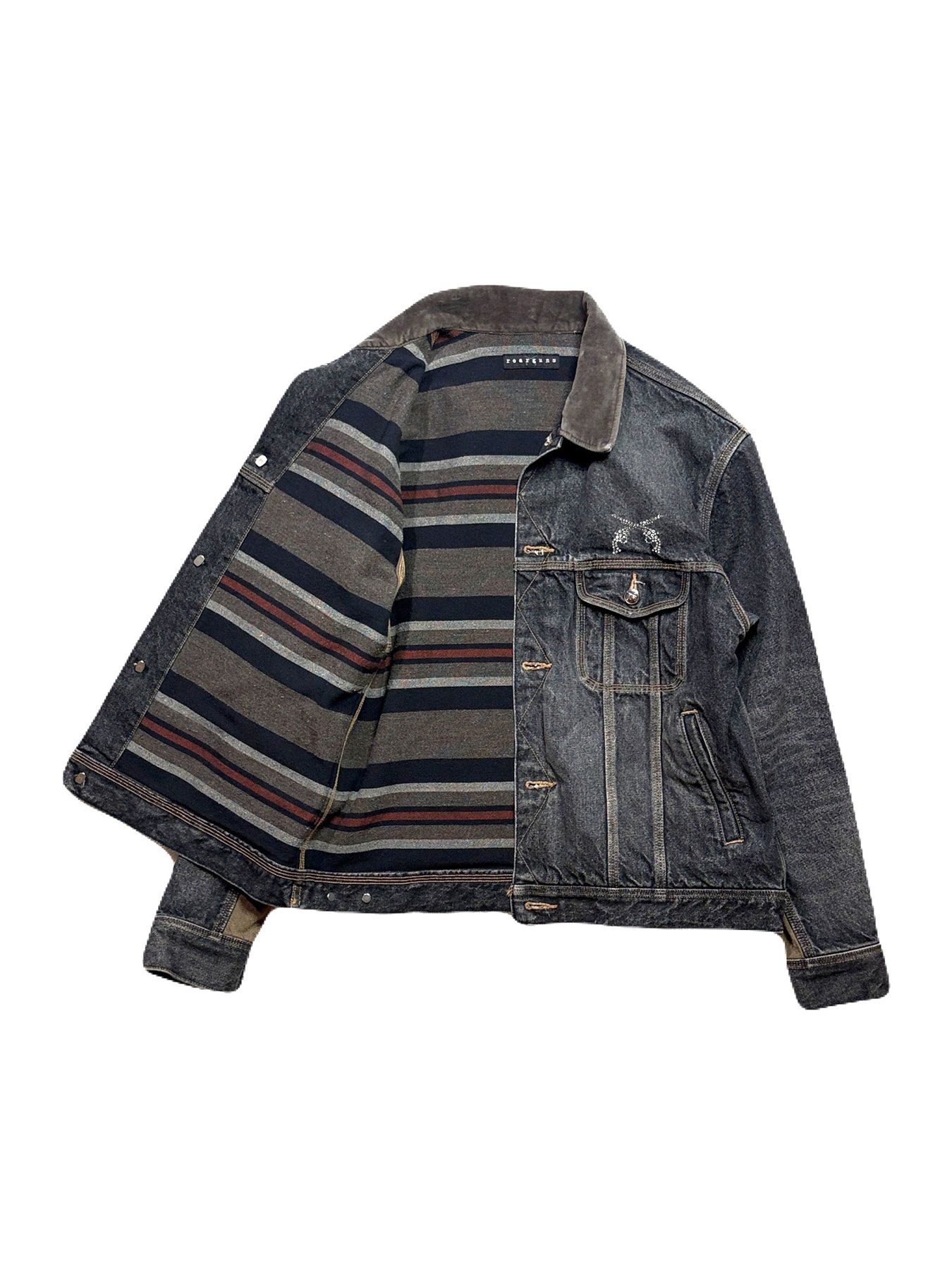 【予約品 3月9日(月) 18:00 締切】VIN/DEN/JK USED/SWAR / USED加工 クリスタルクロスガン ヴィンテージ デニム ジャケット / ブラック