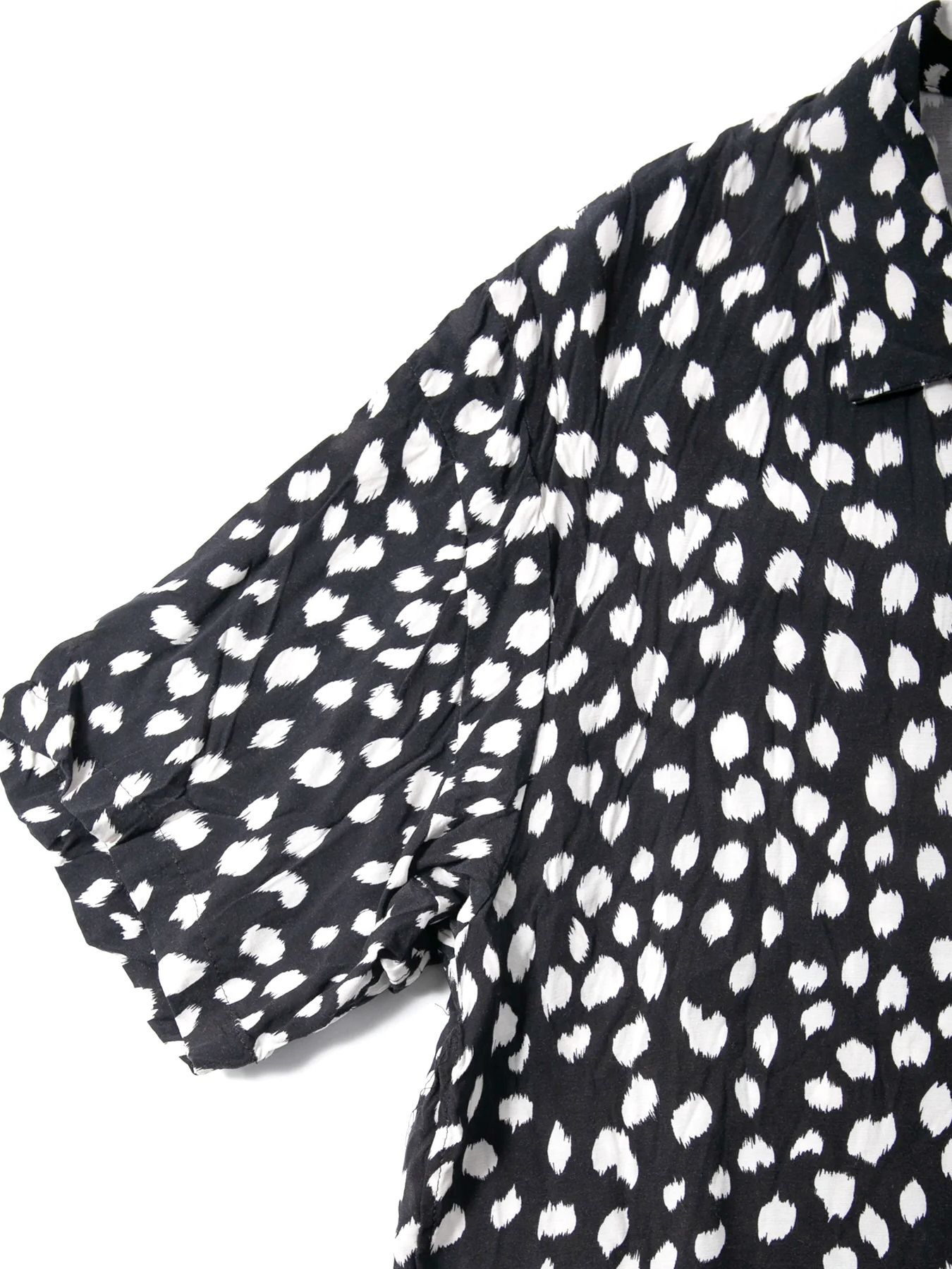 Leopard Printed Cupra Rayon H/S Open Collar Shirt / キュプラ レーヨン 豹柄プリントH/S 開襟シャツ / ブラック豹柄