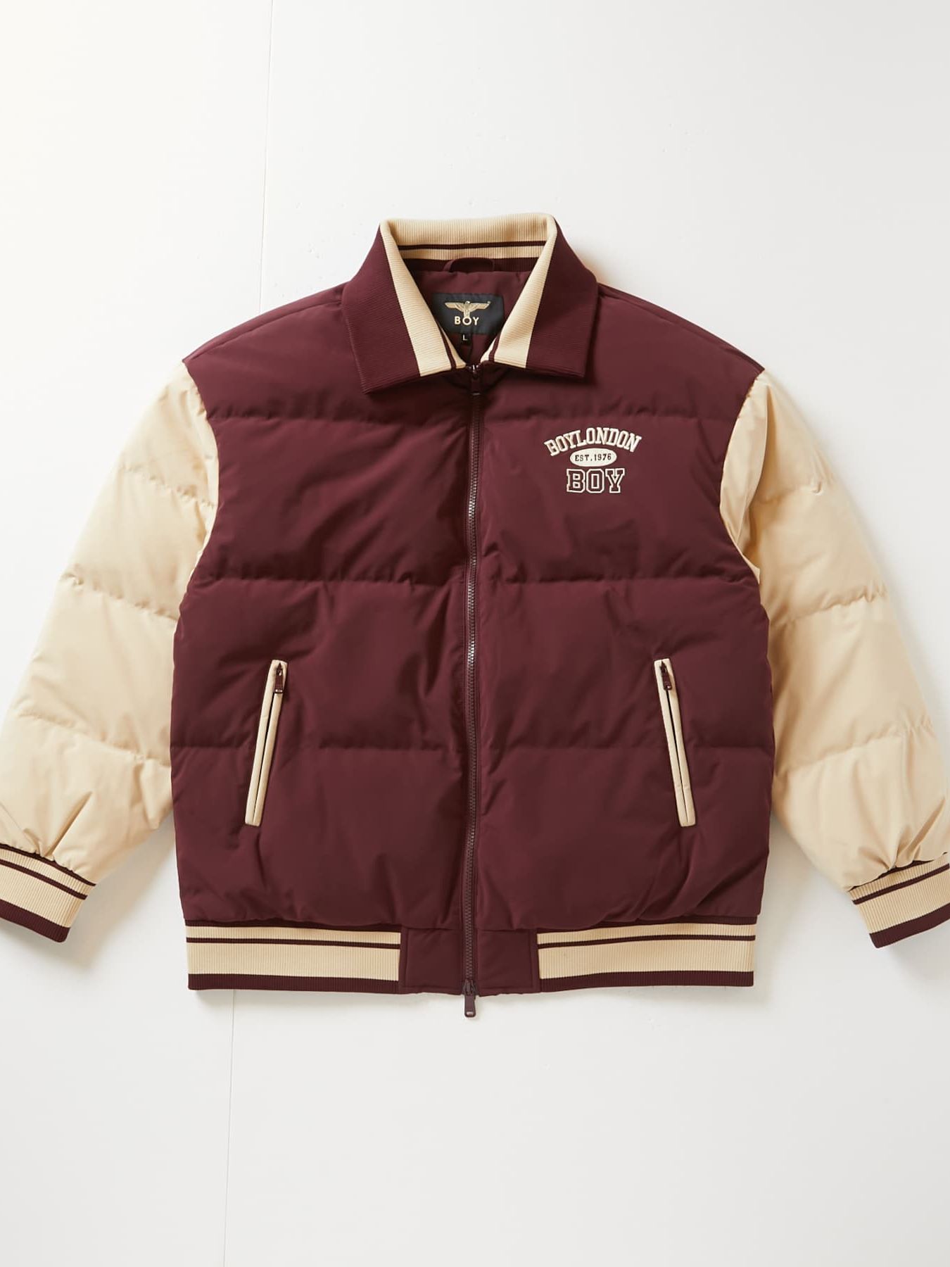BOY STADIUM NYLON DOWN JACKET / スタジャン / ワイン
