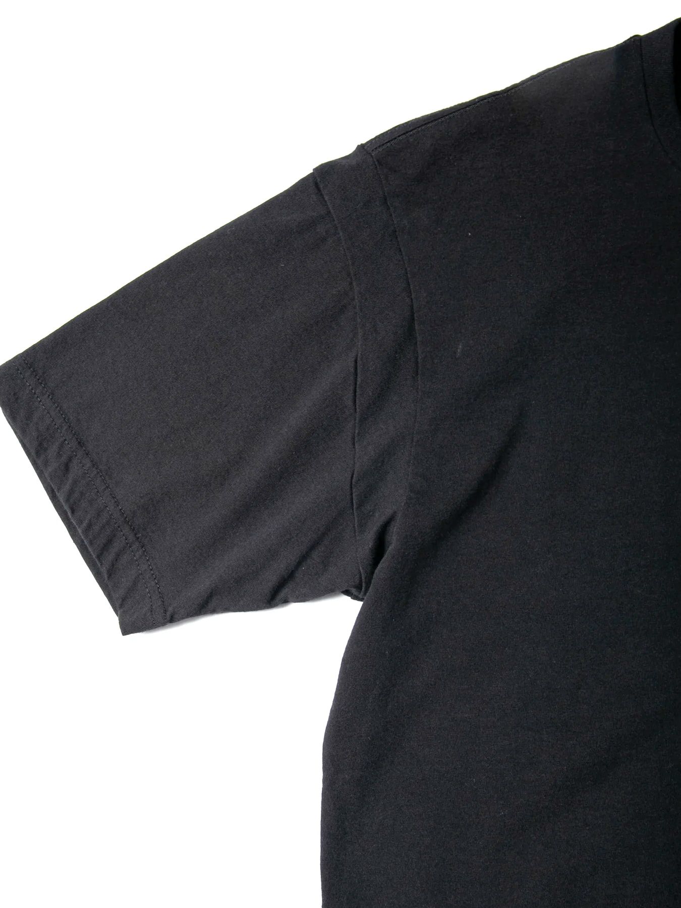 Natural Soft Cotton Chest Pocket Printed Crew Neck T-shirt / 30/-ナチュラルソフト天竺 胸ポケット クルーネック プリントTシャツ / ブラック