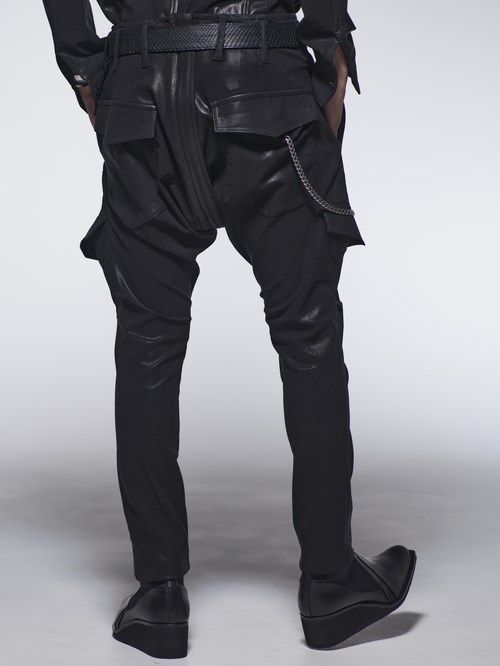《予約品》 SaruelCargoPants / コーティングブラックカーゴパンツ / ブラック 【kiryuyrik】 10月以降入荷予定