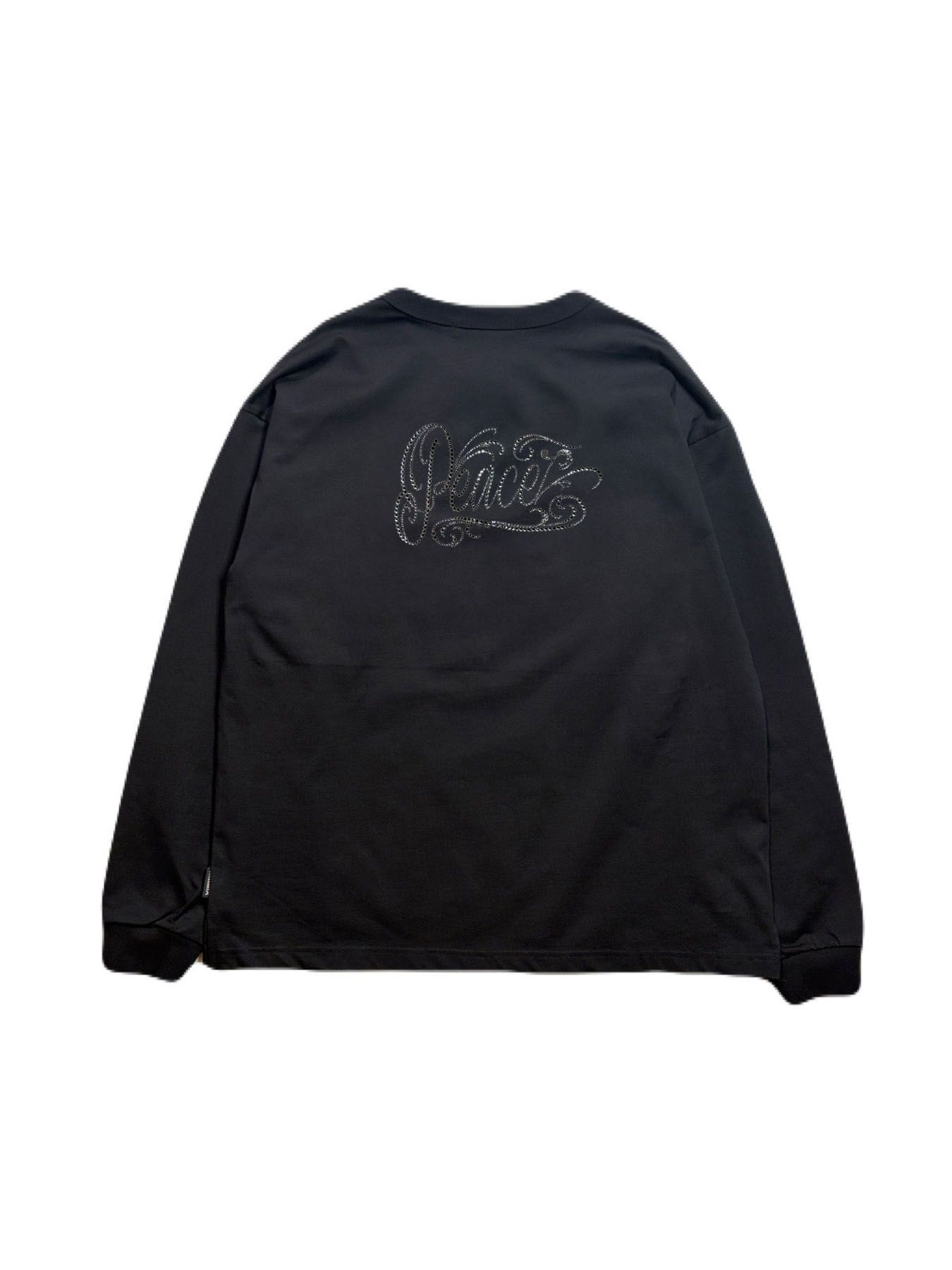 【予約品 3月9日(月) 18:00 締切】WING EMB PEACE L/S T / ウイングクロスガン刺繍 クリスタルPeace ロンT / ブラック