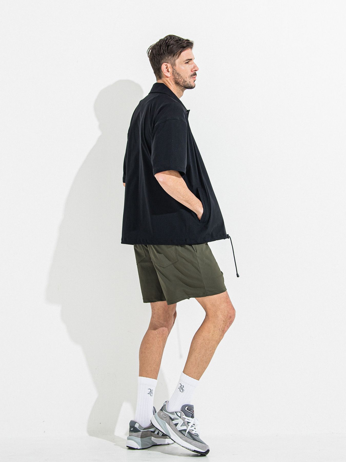 【予約品】NYLON HALF COACH JACKET / ナイロンハーフコーチジャケット / ブラック