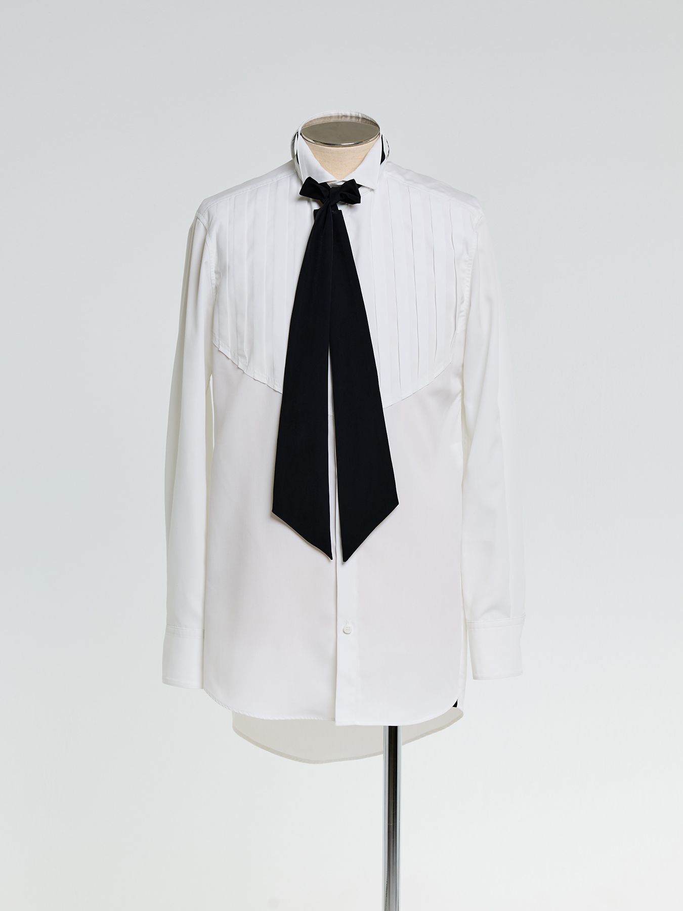 【予約品 10月26日(日) 締切】Pin Tuck Ribbon Shirt / ピンタックリボンシャツ / ホワイト