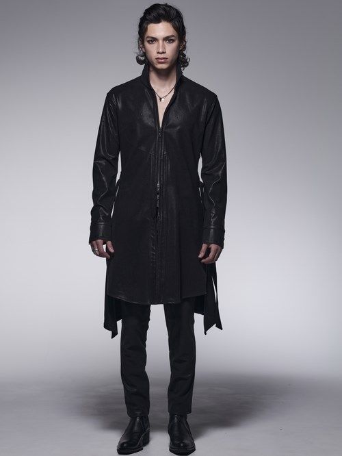 《予約品》 ZippFlareShirt / コーティングジップフレアシャツ / ブラック 【kiryuyrik】 10月以降入荷予定