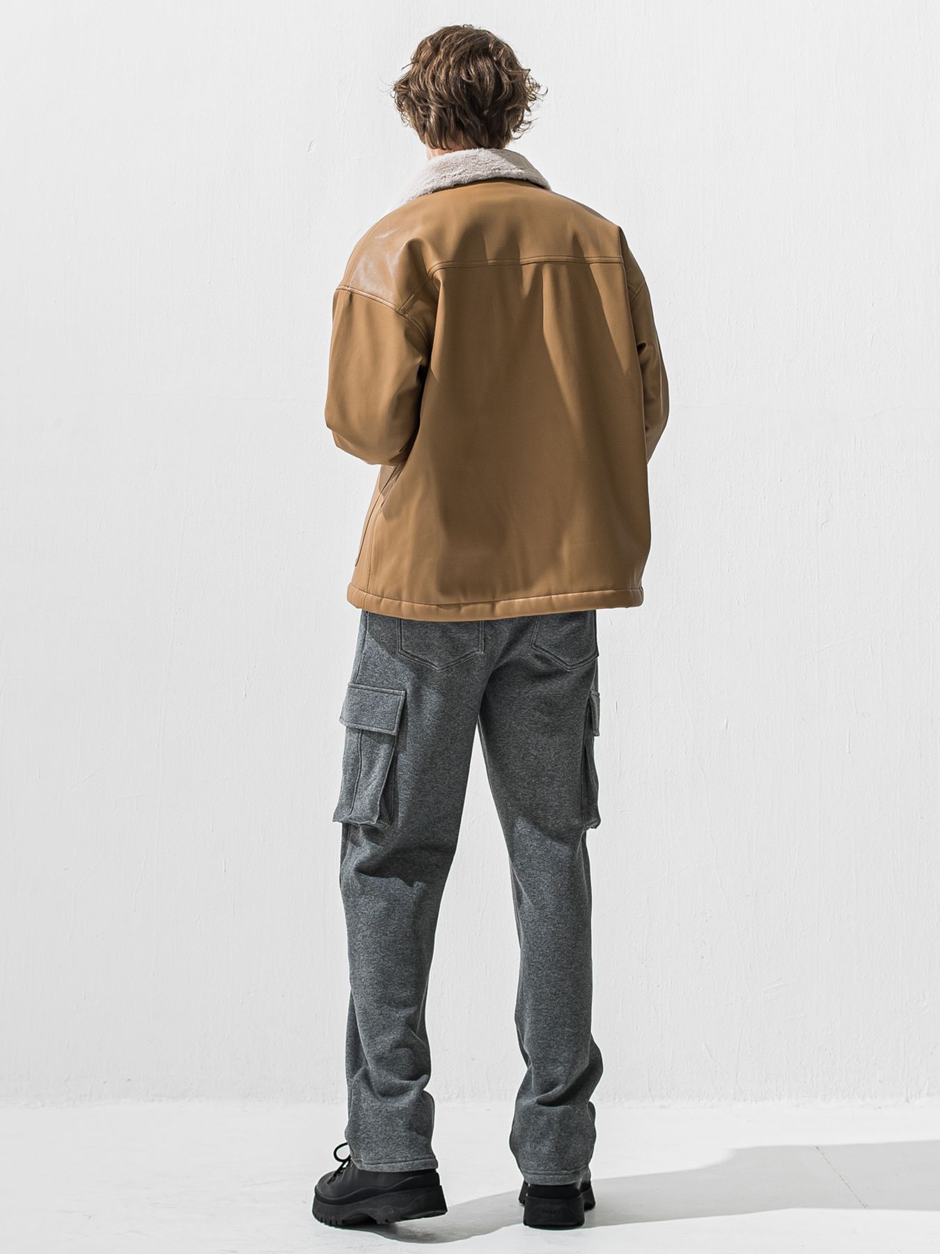 【予約品 9月6日(日) 締切】LEATHER FUR COVERALL / レザー ファー カバーオール / ベージュ