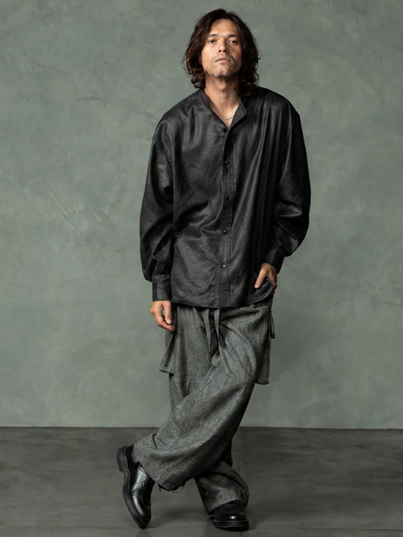 【予約品 7月5日(日) 締切】LUSTER OFFICERSHIRTS / ラスターオフィサーシャツ / ブラック