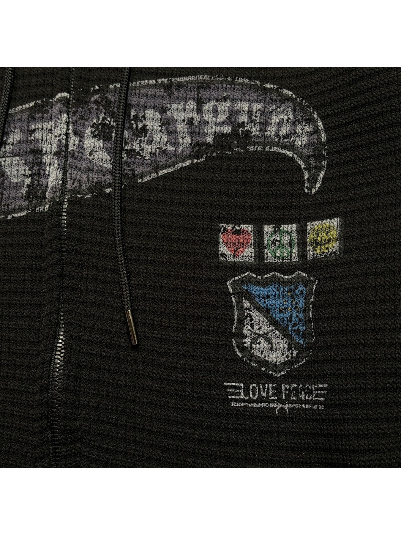 【予約品 3月9日(月) 18:00 締切】PRINT WAFFLE HOODIE / プリント ビッグワッフル ジップフーディ  / ブラック