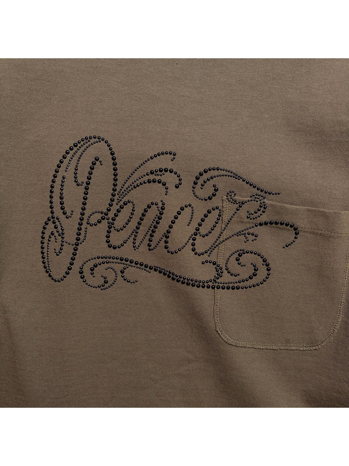 【予約品 3月9日(月) 18:00 締切】POCKET L/S T PEACE / Peace メタルスタッズ ポケット ミドルハイネックロンT / カーキ