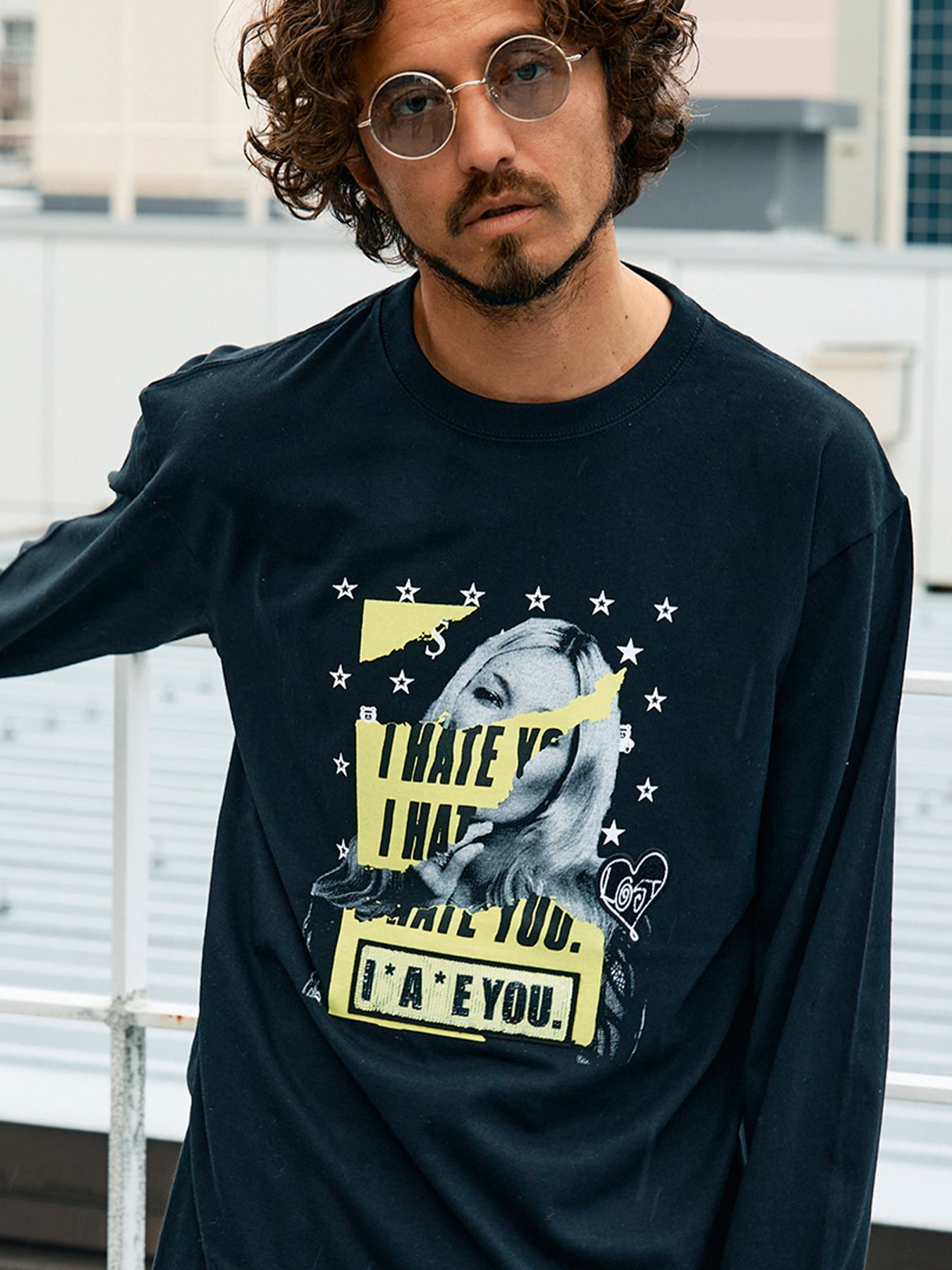 【予約品 5月8日(木) AM10時 締切】 5.6ozコットン天竺 I HATE YOU シークインLS Tシャツ / ブラック