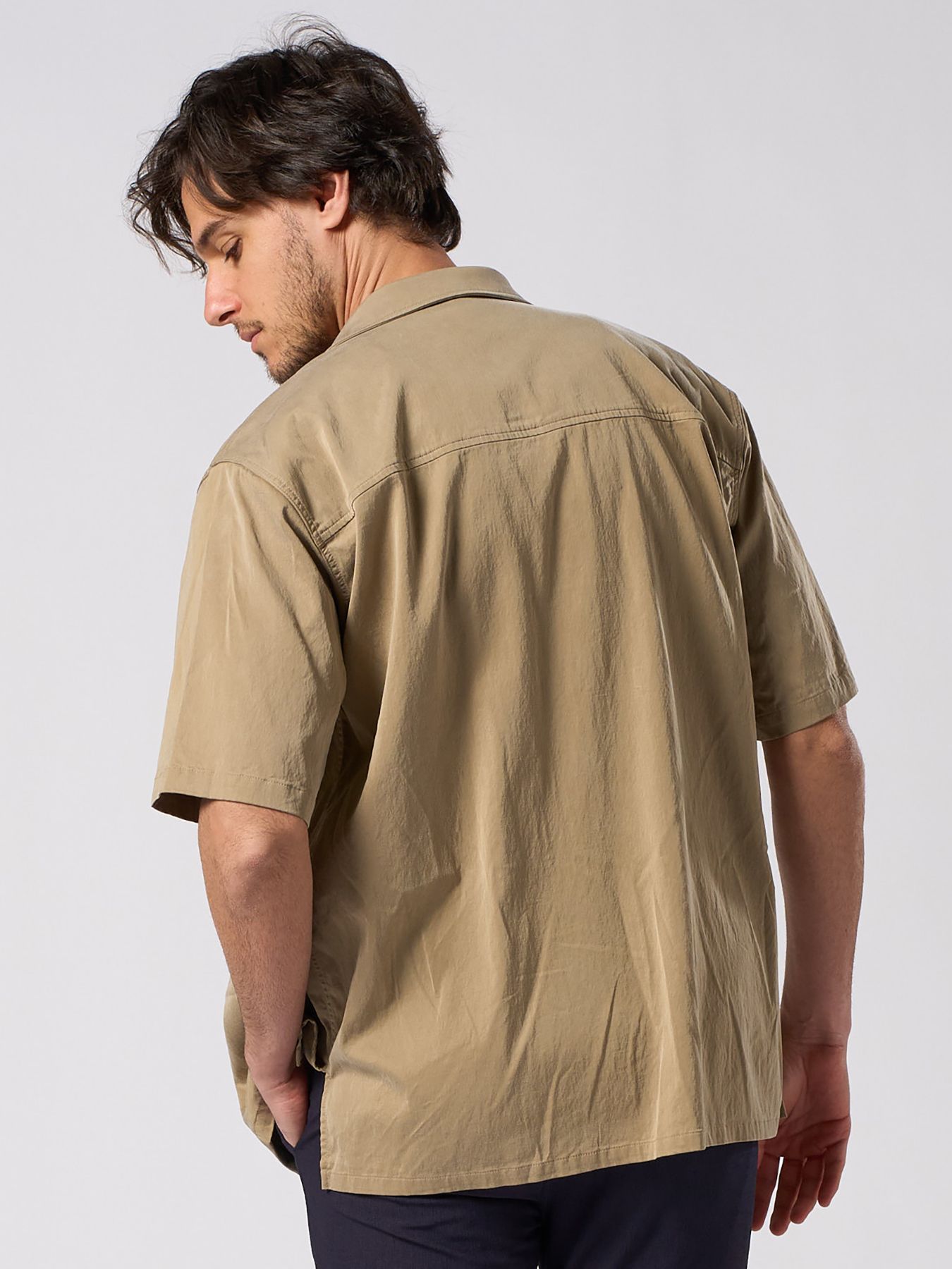 【予約品 1月25日(日) 締切】front-zip shirt H/S / フロントジップ ハーフスリーブシャツ / ダルベージュ