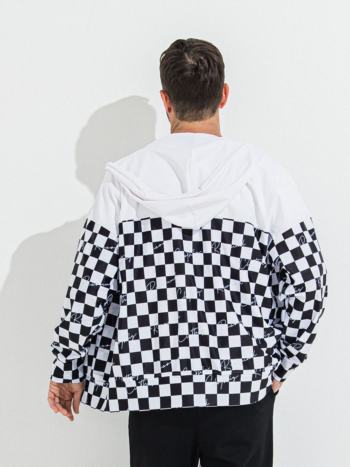 【予約品 】RASH OVER ZIPUP HOODIE / ラッシュガード オーバーサイズジップアップパーカー / チェッカーフラッグ