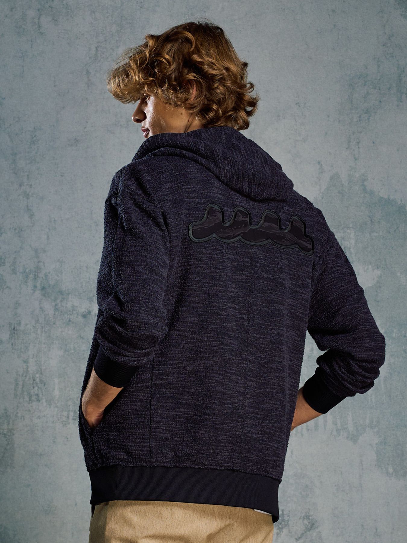 【予約品 1月25日(日) 締切】muta × wjk collection：knit jacquard relax parker / ニットジャガード リラックスパーカー / ネイビー