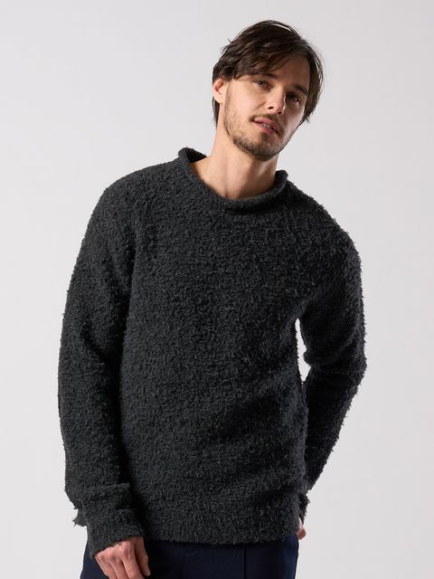 【予約品 4月19日(日) 18時締切】fancy yarn crew-neck knit / クルーネックニット / チャコール