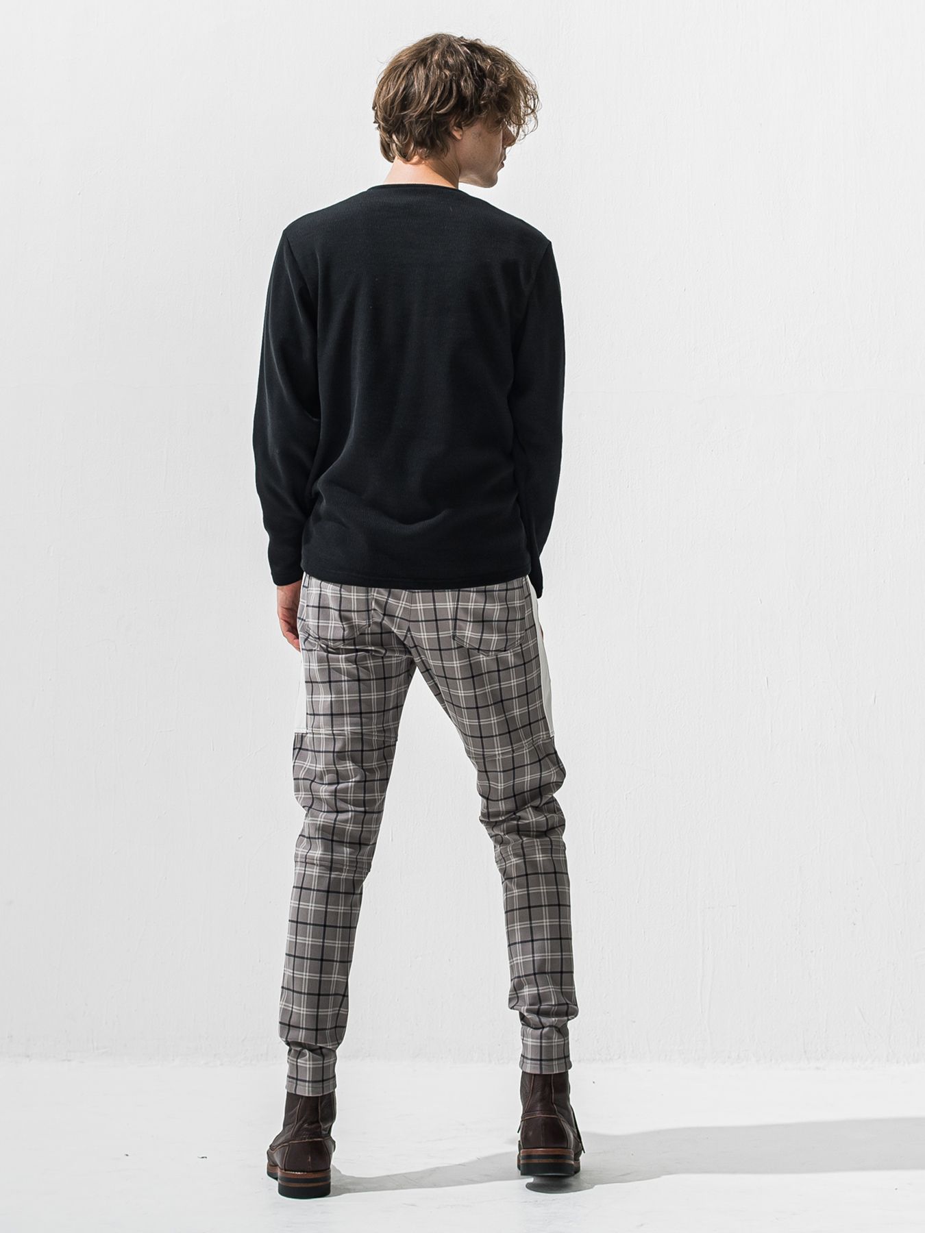 【予約品 9月6日(日) 締切】VELOURS FLEECE THERMAL HENRY / 裏起毛 ハニカムサーマル ヘンリーネック / ブラック