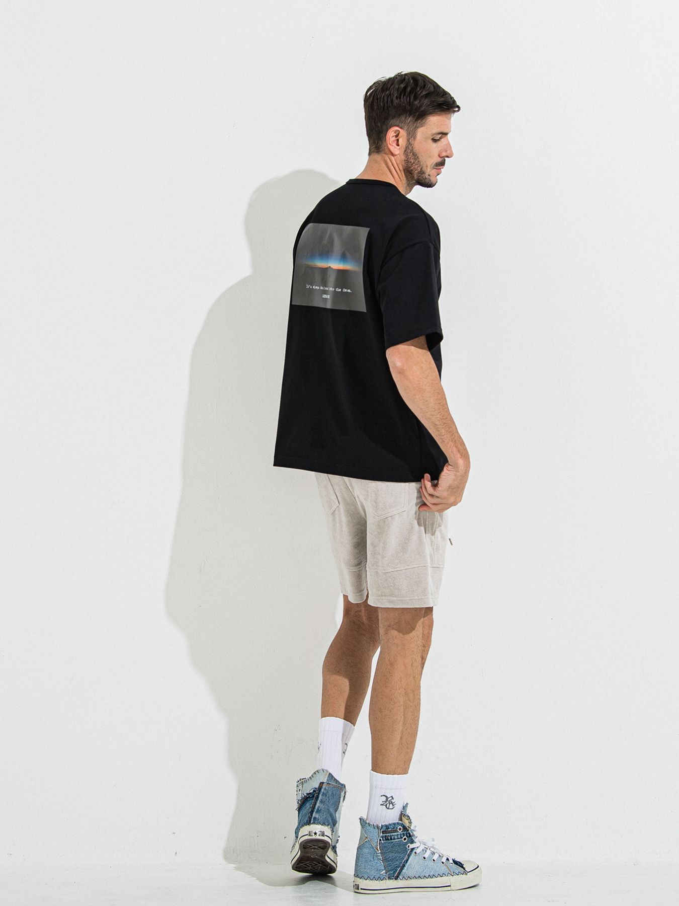 【予約品 】YOAKE PHOTO OVER TEE /  フォトオーバーサイズTシャツ / ブラック