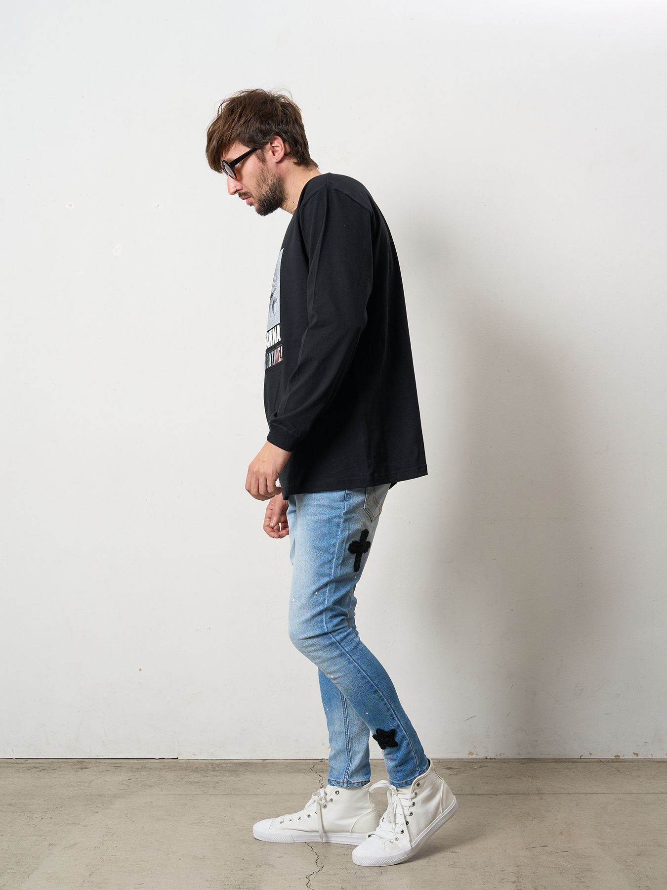 【予約品 5月8日(木) AM10時 締切】 5.6ozコットン天竺JUST WANNA HAVE FUNSシークイン LS Tシャツ / ブラック