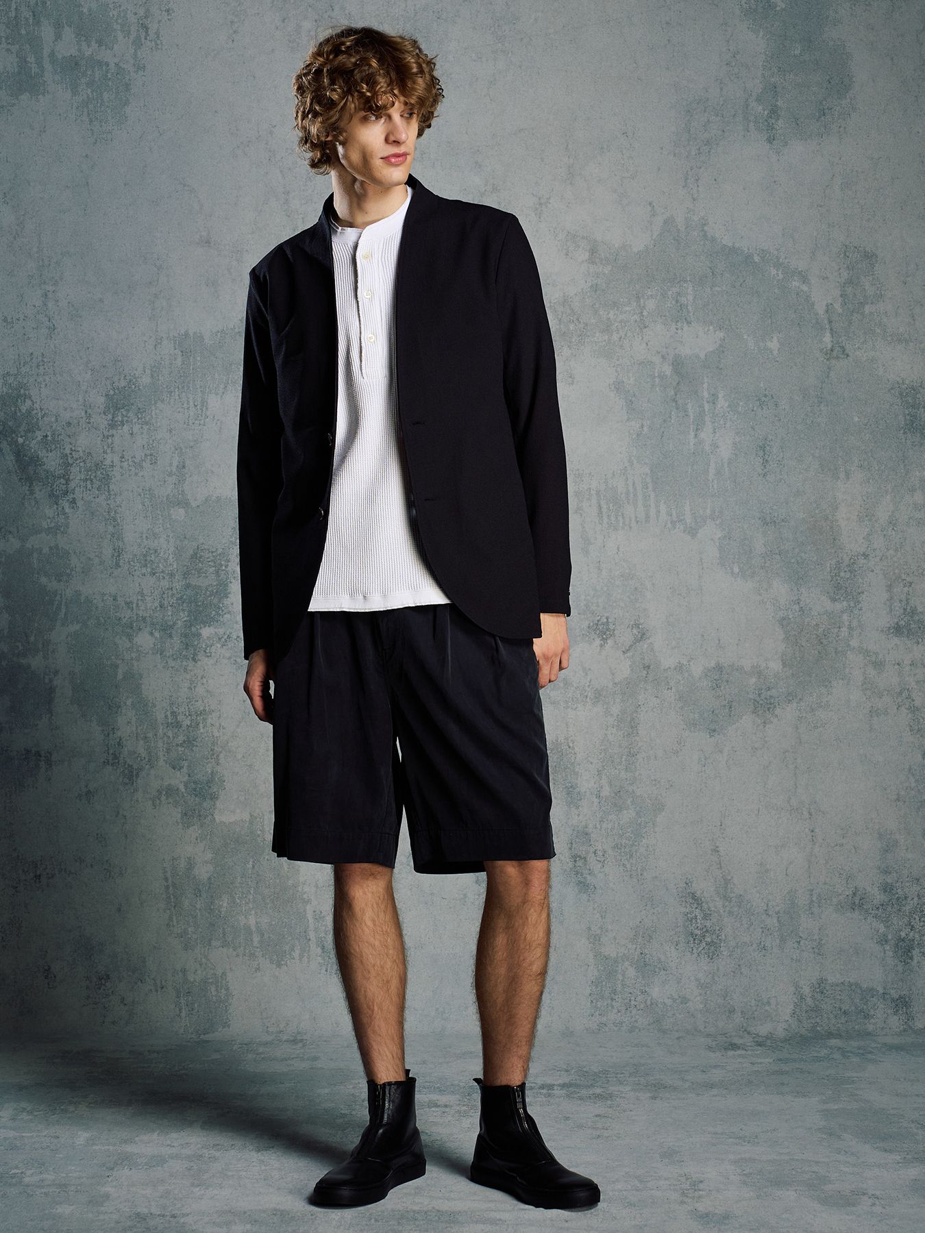 【予約品 1月25日(日) 締切】solid collar single jacket / ソリッドカラー シングル ジャケット / ブラック