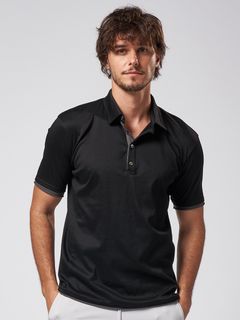 《予約品》 sweater's cut polo / ポロシャツ / ブラック×グレー