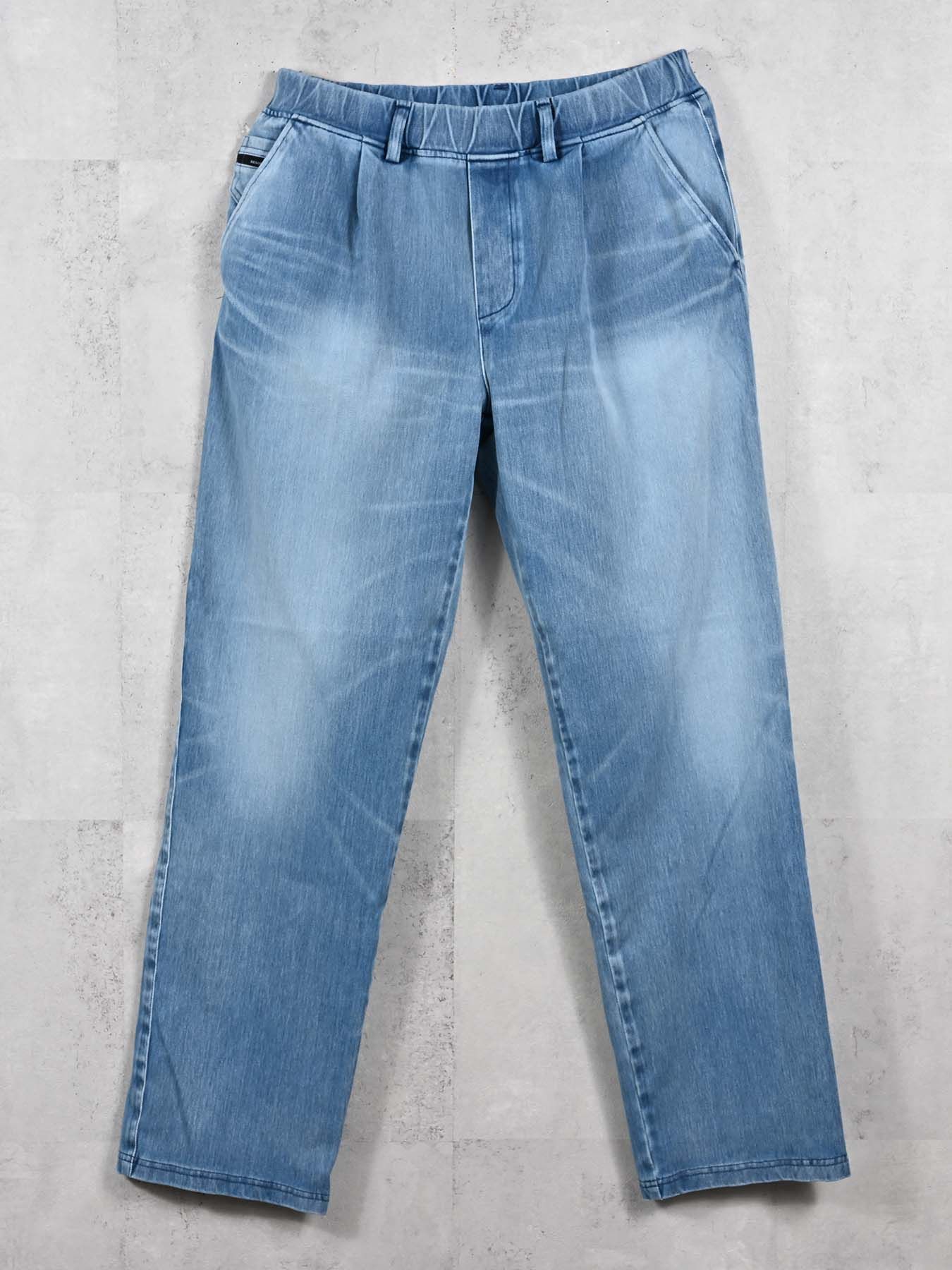 【予約品 11月16日(日) 締切】DENIM JERSEY WIDE PT / デニムジャージ セミワイドシルエット ワンタックイージーパンツ / ライトインディゴ