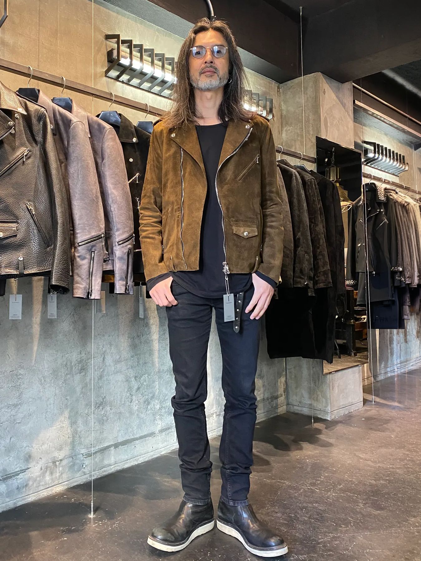 スエード ホースハイド ダブルライダース / JOEY / BROWN KHAKI