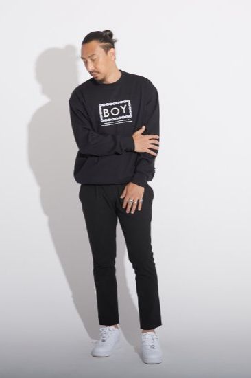 CHAIN DESIGN DOUBLE FACE SWEAT/ ブラック 【BOY LONDON】