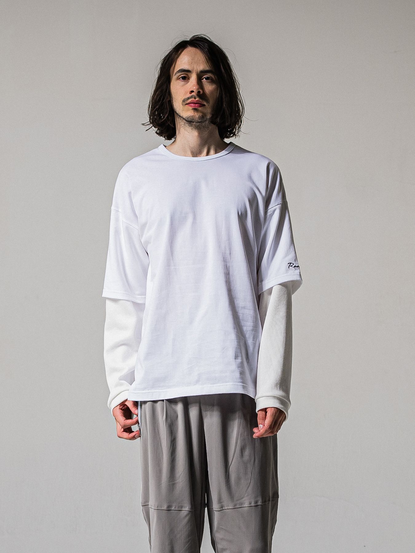 【予約品 11月16日(日) 締切】FAKE LAYERED WAFFLE LONGSLEEVE / フェイクレイヤード ワッフル ロングスリーブTシャツ / ブラック