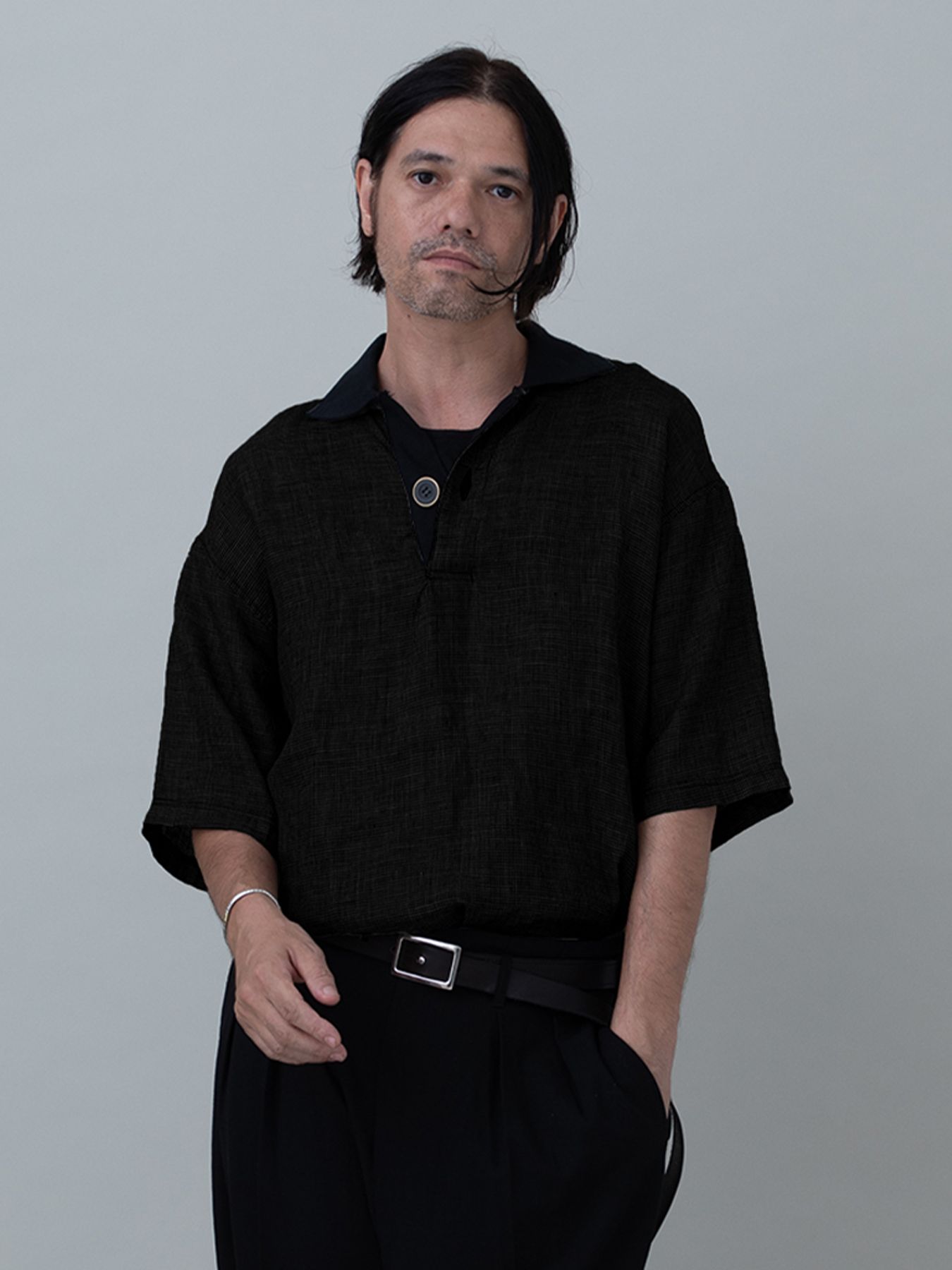 【予約品 11月23日(日) 締切】LINENSHEER POLO / リネン ポロシャツ / BLACK