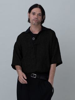 【予約品 11月23日(日) 締切】LINENSHEER POLO / リネン ポロシャツ / BLACK