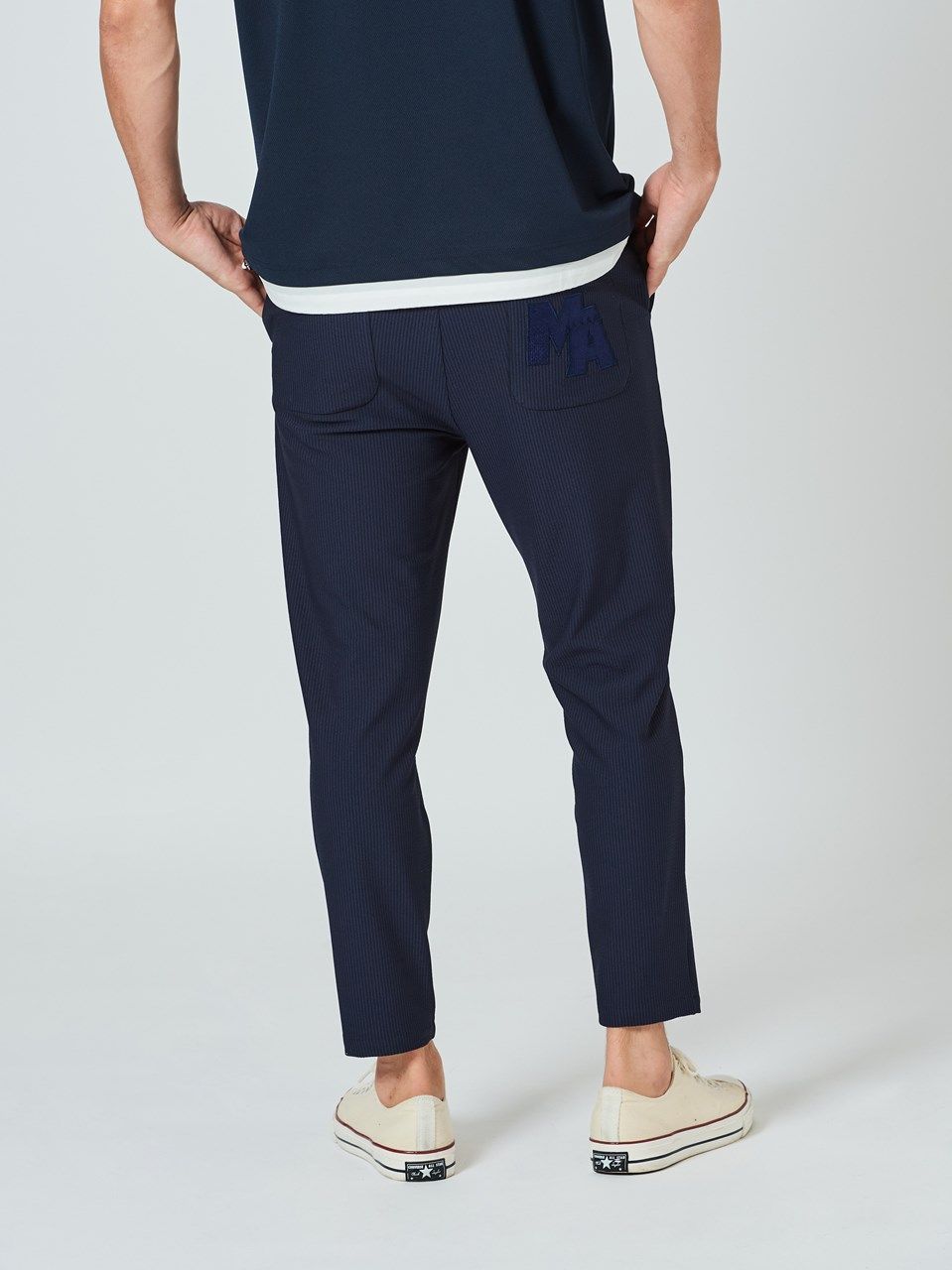 (予約品2023年10月19日18時締め) muta  Stretch Seersucker Pants / イージーパンツ / ネイビー 【Acanthus×muta】