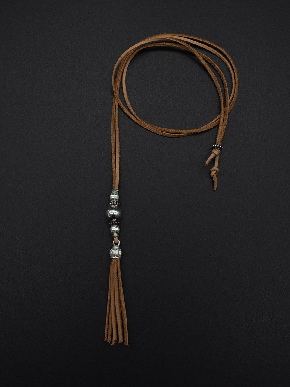 《予約品》 SILVER TASSEL ネックレス   / キャメル / 即納