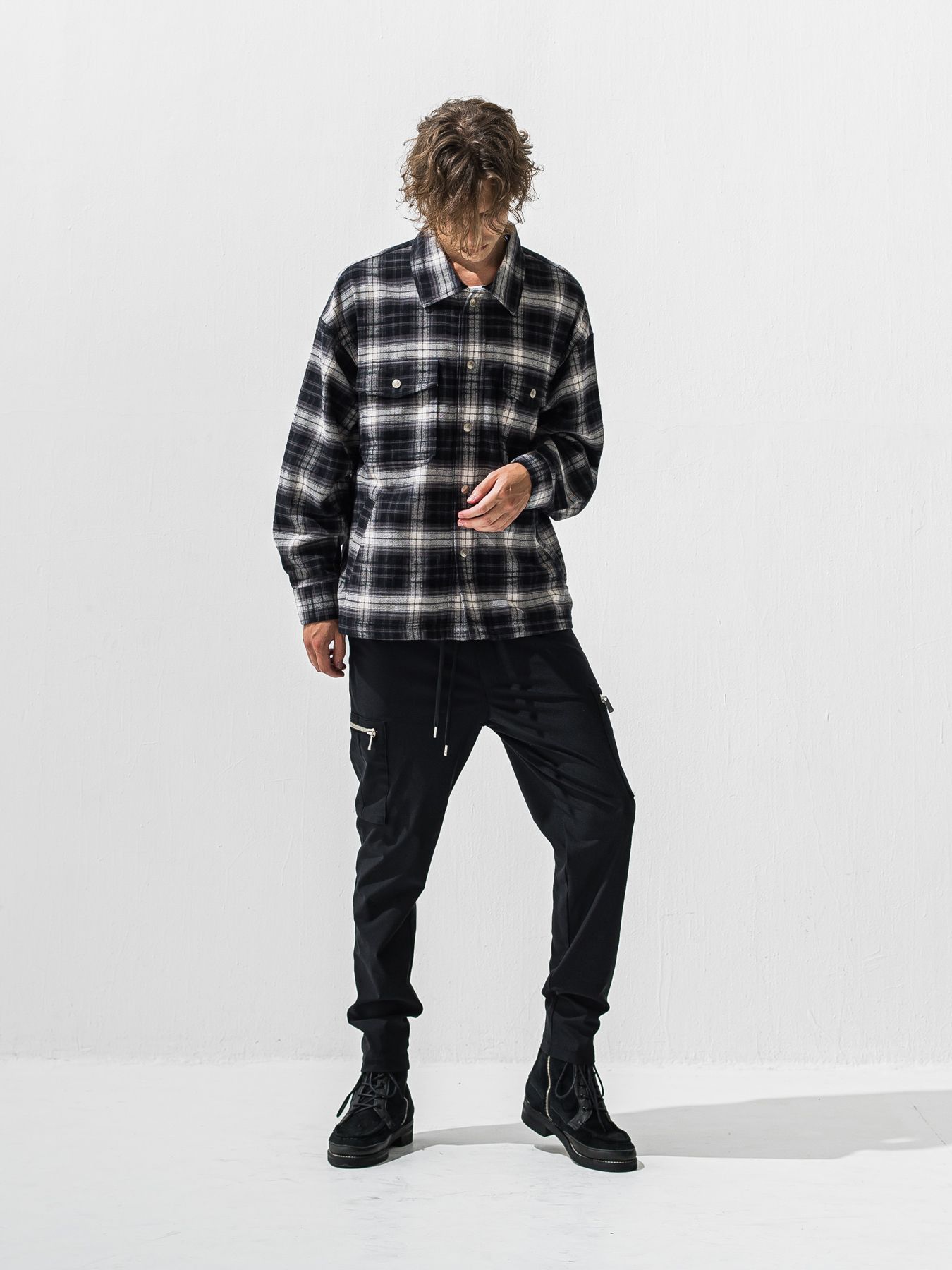 【予約品 9月6日(日) 締切】OLD SLUB CHECK JK / ヴィンテージ ネルジャケット / ブラック