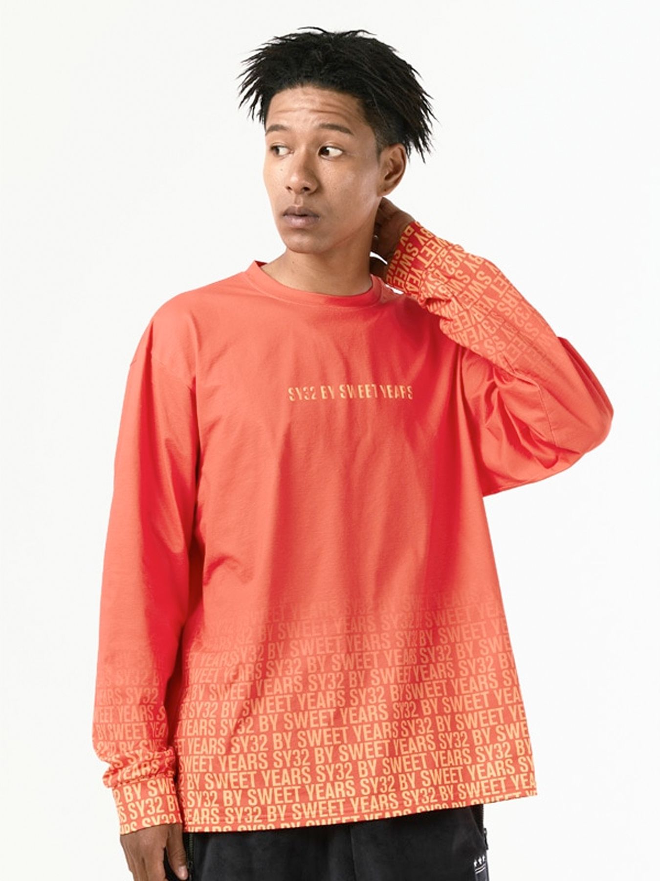 GRADATION LOGO L/S TEE / グラデーションロゴ 長袖Tシャツ / ホワイト 【SY32 by SWEET YEARS】