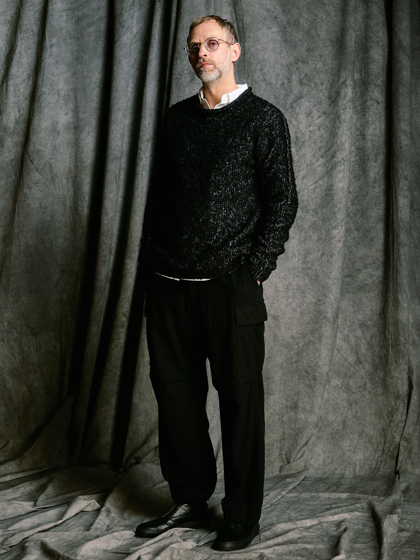 【予約品 4月19日(日) 18時締切】fancy yarn crew-neck knit / クルーネックニット / ブラック