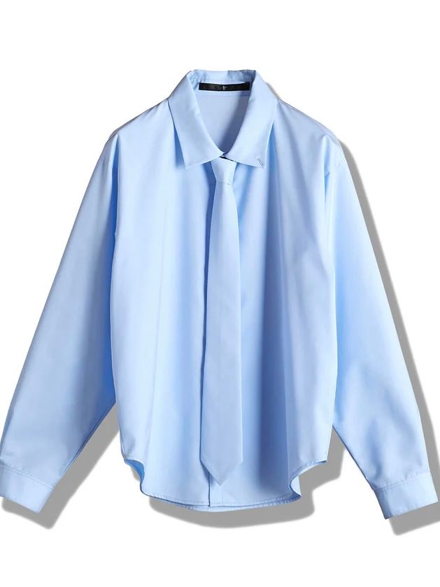 共生地ネクタイ付シャツ サックス  【NOID.】