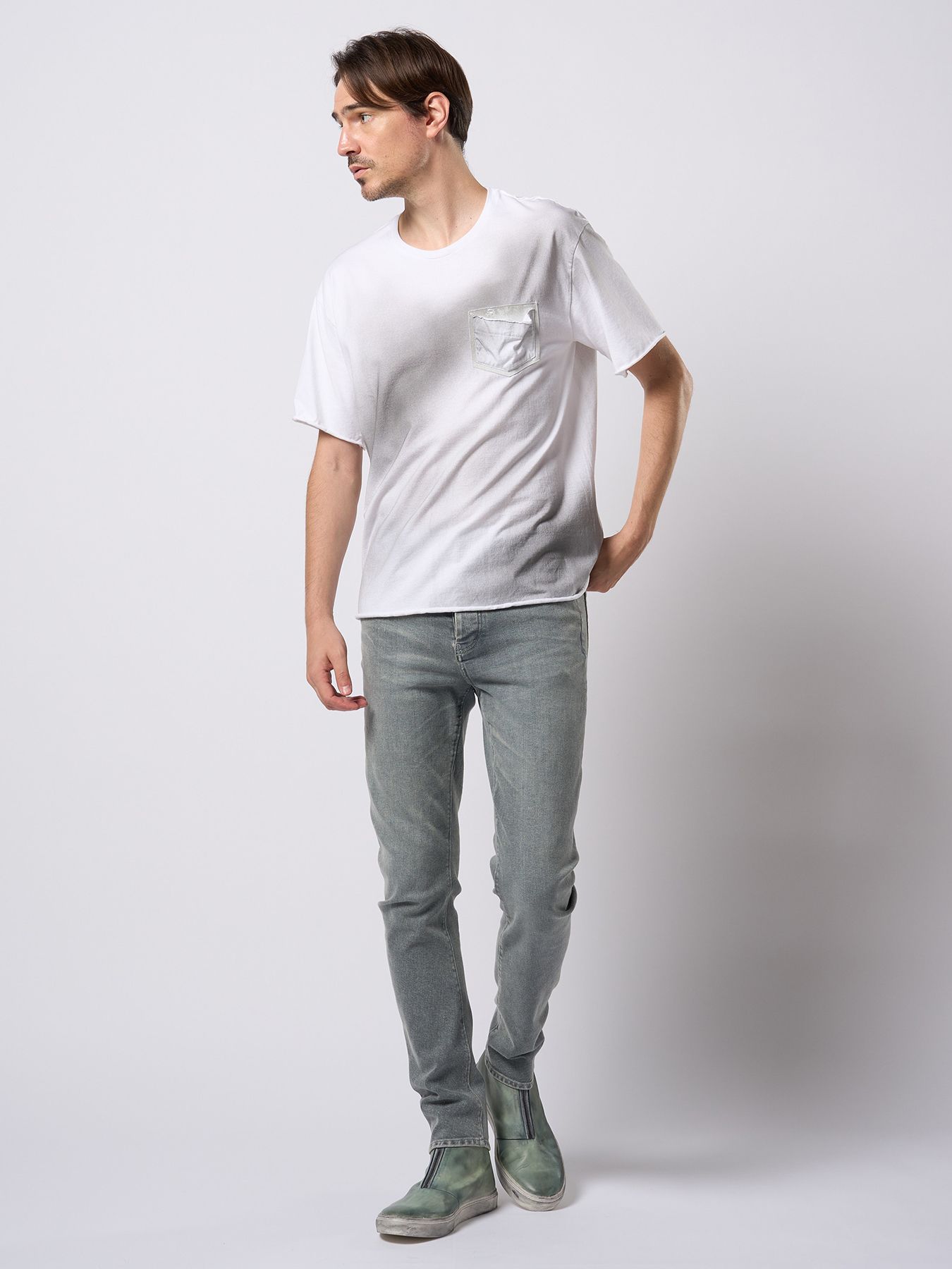 【予約品 9月23日(火) 締切】slim banana denim / スリムバナナデニム / アイスグレー