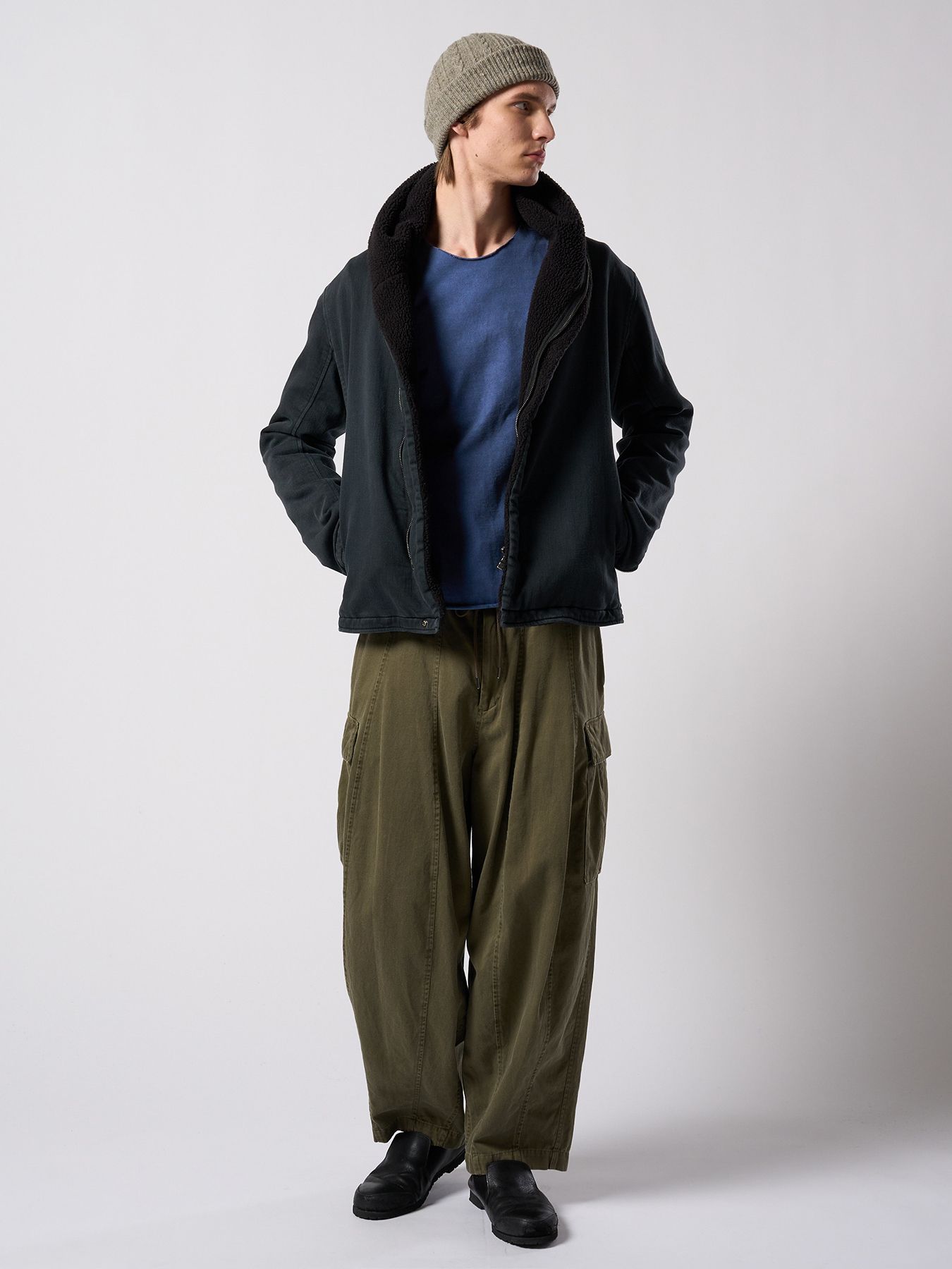 【予約品 4月19日(日) 18時締切】denim jersey hooded riders / デニムジャージー フーデッドライダース / ブラックユーズド