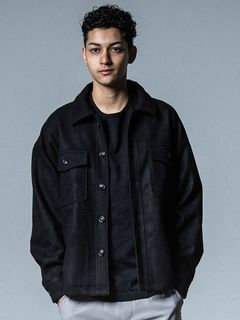 《予約品》 MELTON OVER CPO   / スクエアジャケット / ブラック