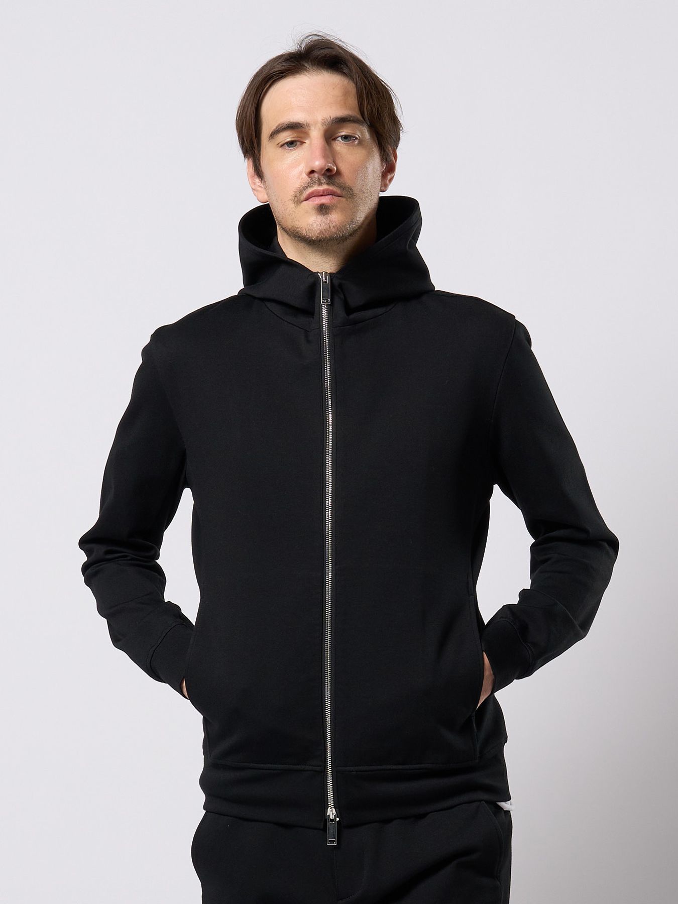【予約品 9月23日(火) 締切】high neck zip-up parka / ハイネック ジップアップパーカー / ブラック